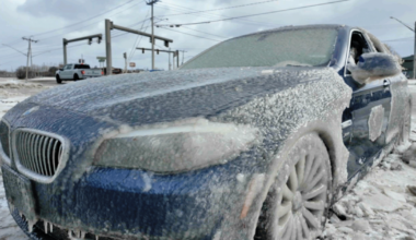 BMW that was reportedly stolen and abandoned at Hoak's now covered in ice