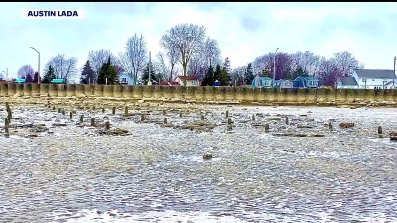 'Seiche' phenomenon causes Lake Erie water levels to recede
