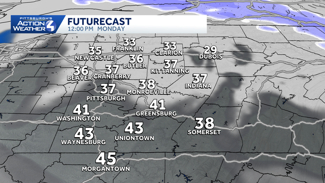pittsburgh: cold with a few evening flurries