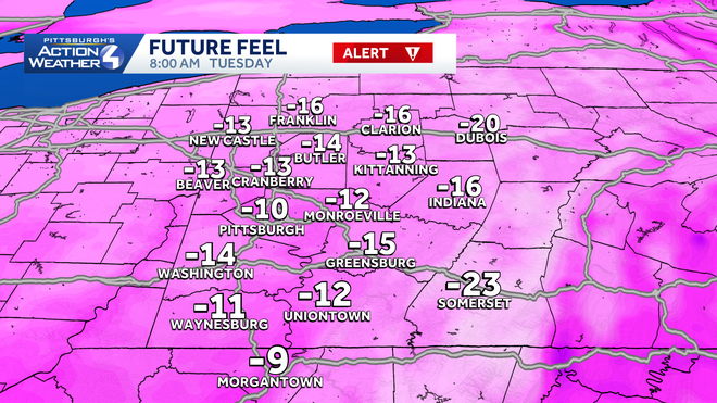 wind chills tuesday morning could be as cold as -30.﻿