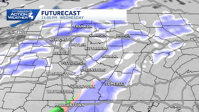 snow showers will be around through thursday morning.