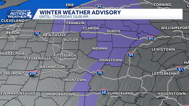 winter weather advisory for snow squalls wednesday into early thursday.﻿