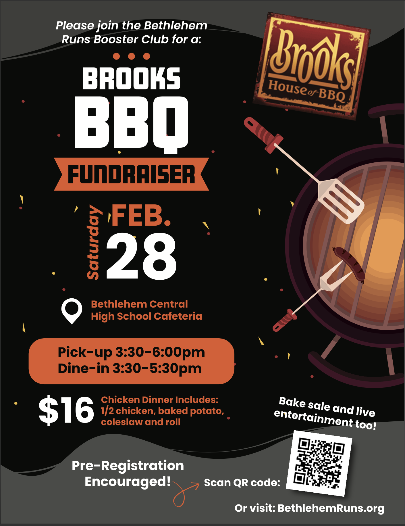 Flyer advertising the Brooks BBQ Fundraiser