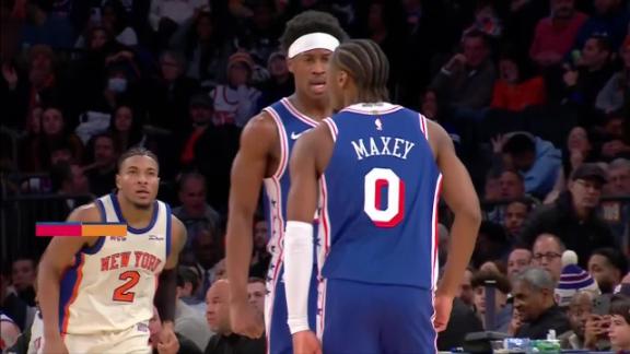 Maxey scores 36 points and the 76ers win again in New York, beating the Knicks 130-119