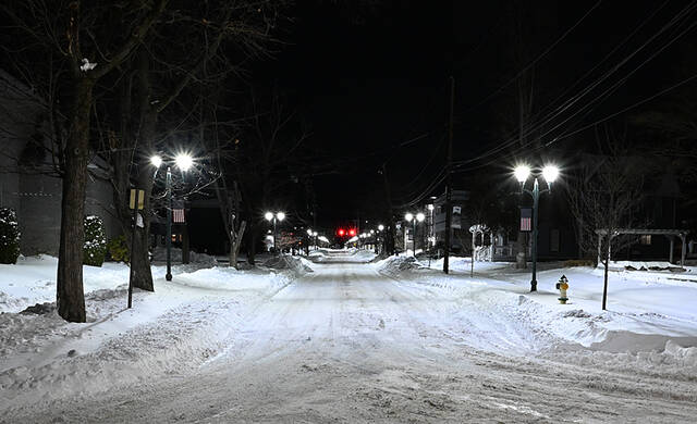 <p>Luzerne Avenue in West Pittston, as seen looking toward Wyoming Avenue, looked like a Christmas postcard after the storm.</p>
<p>Tony Callaio | For Sunday Dispatch</p>