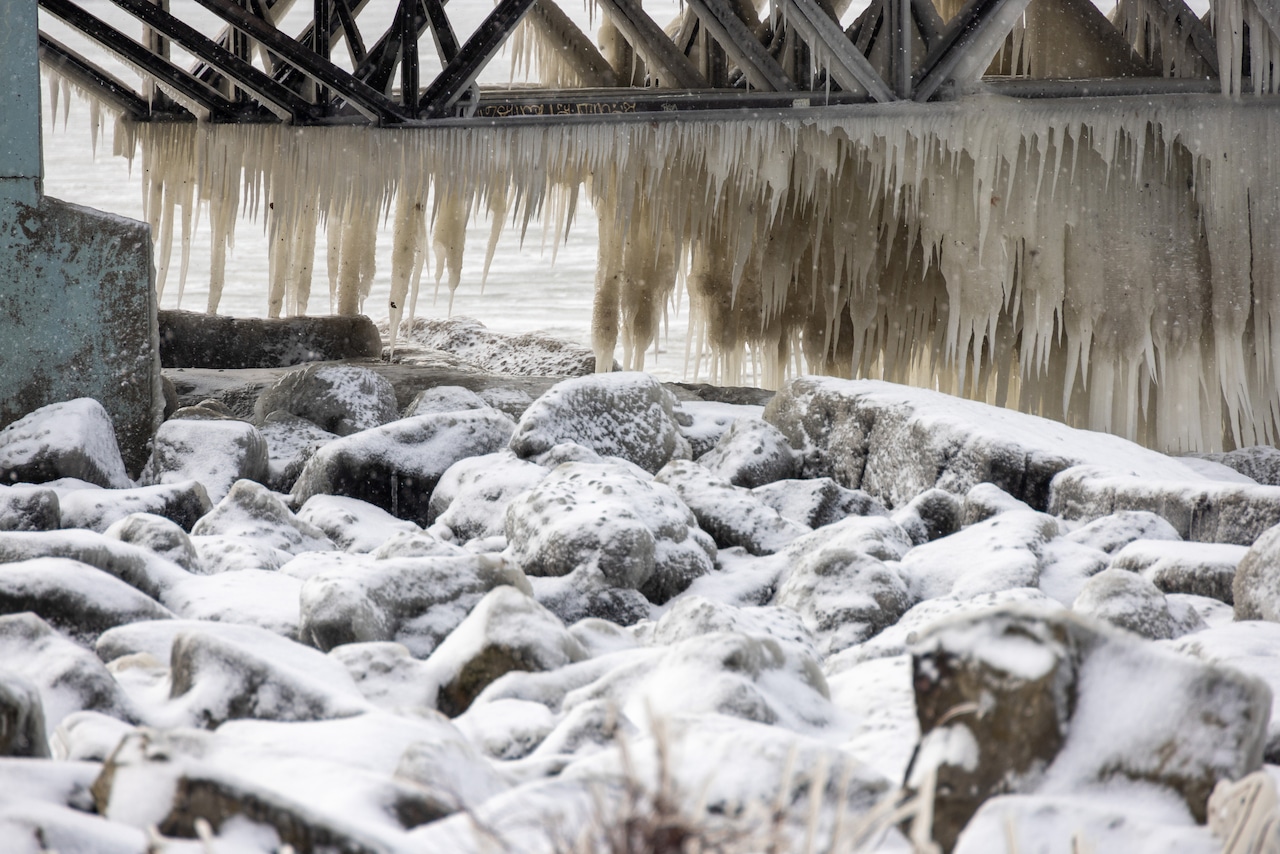 Mother Nature's amazing ice sculptures on Lake Erie shoreline