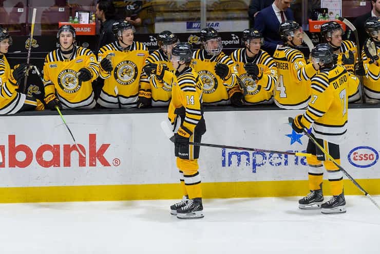 Erie Otters at Sarnia Sting Jan 9, 2026. Photo by Metcalfe Photography. 