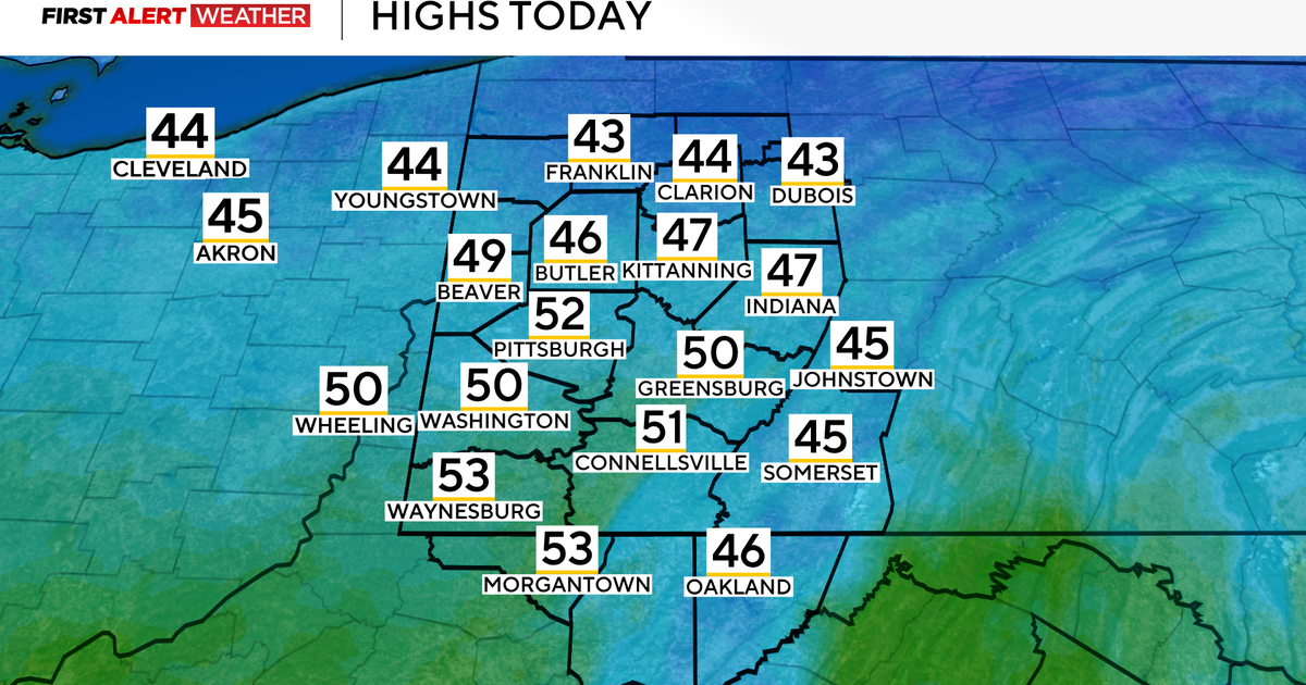 Today will be the pick of the week in the Pittsburgh area with high temperatures in the 50s