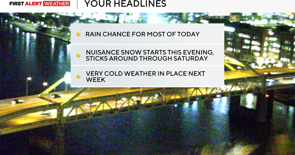 Rain will turn into snow in the Pittsburgh area on Wednesday evening