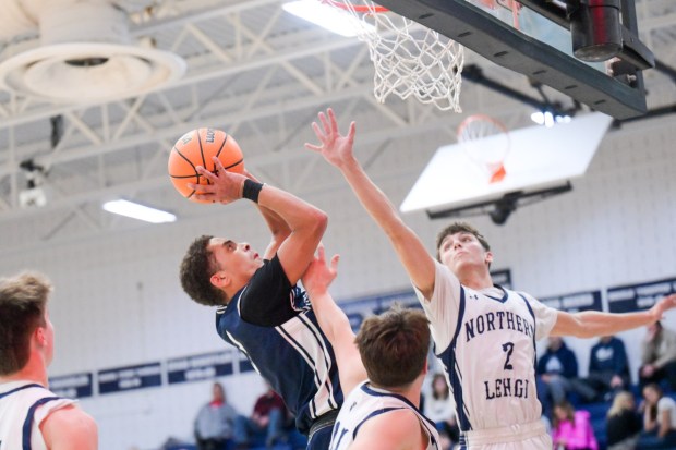 Bethlehem Christian's Myles Harris gets a layup against Northern Lehigh during an Eastern Pennsylvania Conference boys basketball game on Monday, Dec. 29, 2025, at Northern Lehigh High School in Slatington. (Jonathan Broady/Special to The Morning Call)