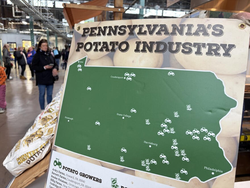 A map shows potato growers and potato chip producers in Pennsylvania.