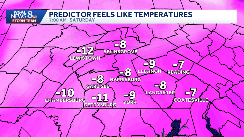 Wind chills to drop 10 below zero in south-central Pa.