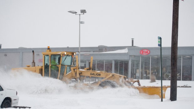 Plow trucks were out early on Lehigh Street in Allentown during the Blizzard of 2016 on Saturday, Jan. 23, 2016. (Chris Shipley/The Morning Call)