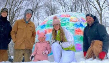 Pennsylvania family builds colorful igloo in cold weather