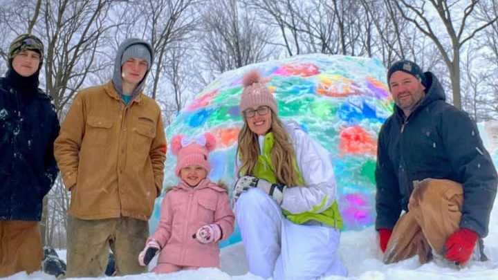 Pennsylvania family builds colorful igloo in cold weather