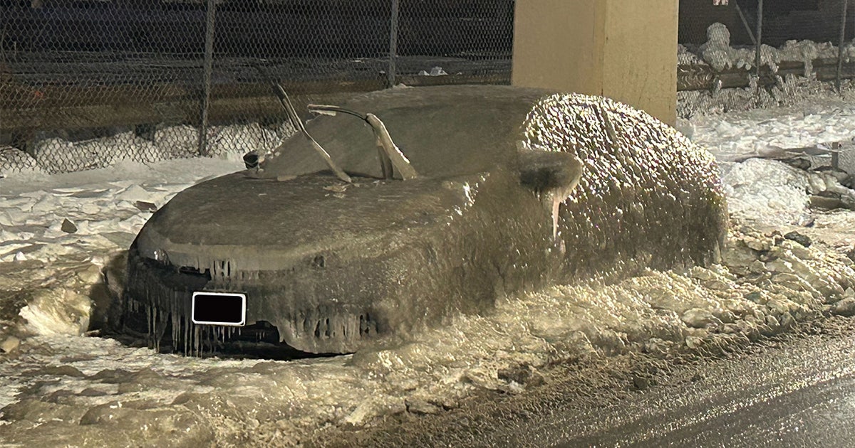 Parked car encased in ice during brutal stretch of below-freezing temps in Philadelphia