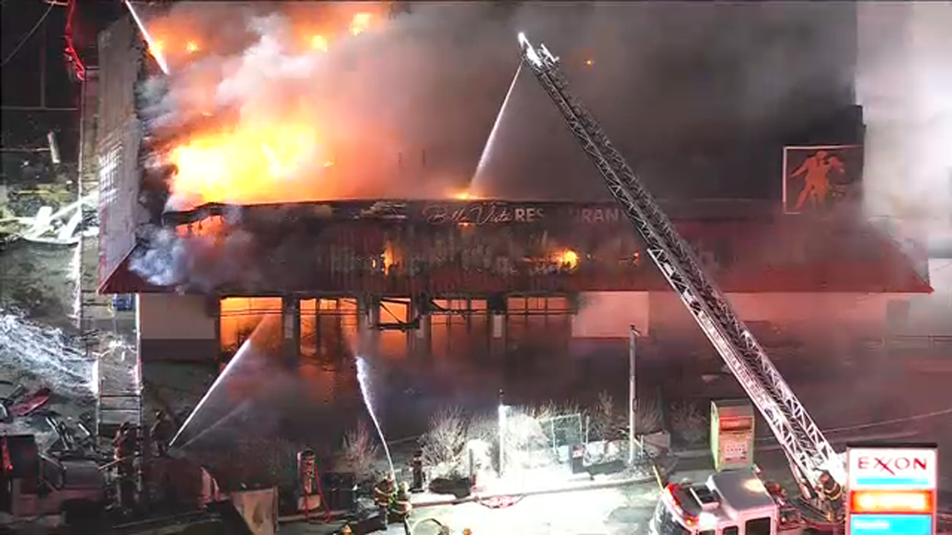 Raging fire destroys Bella Vista restaurant in Philadelphia's Juniata Park section.