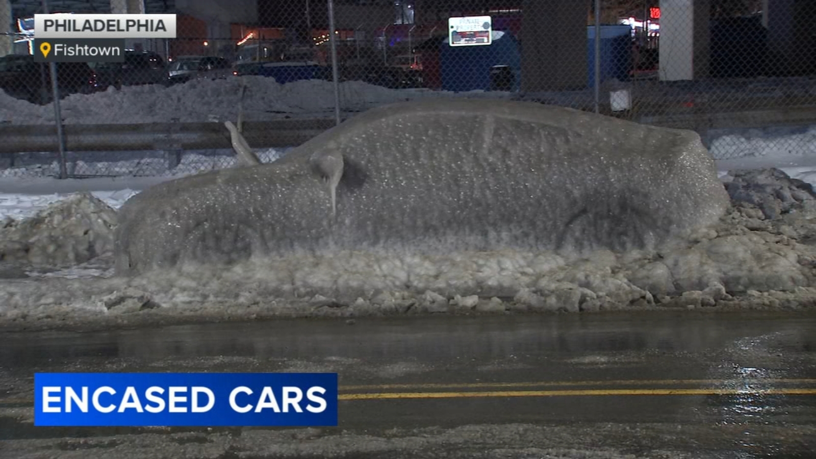 Philadelphia woman finds car encased in ice after apparent pipe burst nearby along Front Street