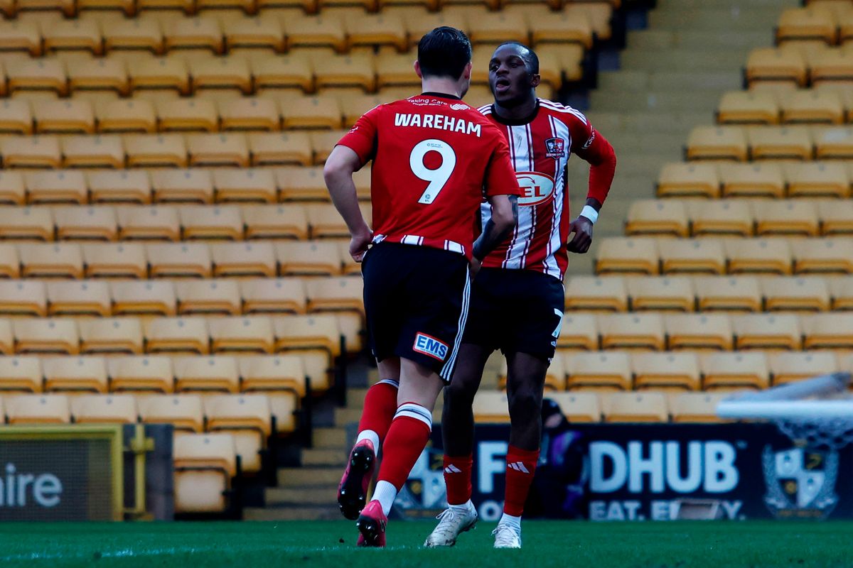 Goal celebrations for Carlos Mendes Gomes of Exeter City during the EFL League One match between Port Vale and Exeter City at Vale Park on 24 January 2026 in Stoke-on-Trent, England (Photo by Steve Taylor/PPAUK)