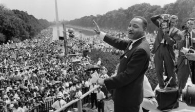 The Rev. Dr. Martin Luther King Jr at the 1963 March on Washington for Jobs and Freedom.