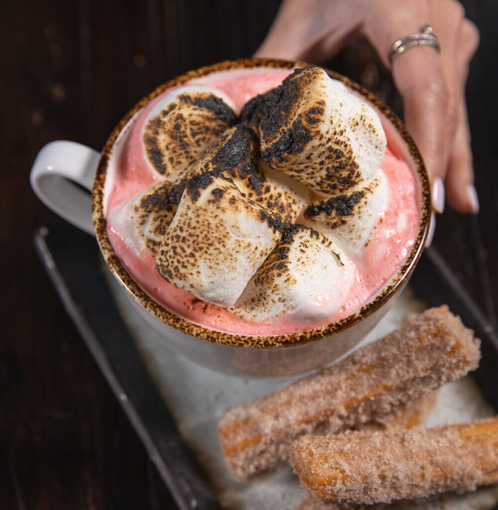 Aqimero will serve pink hot chocolate in February.