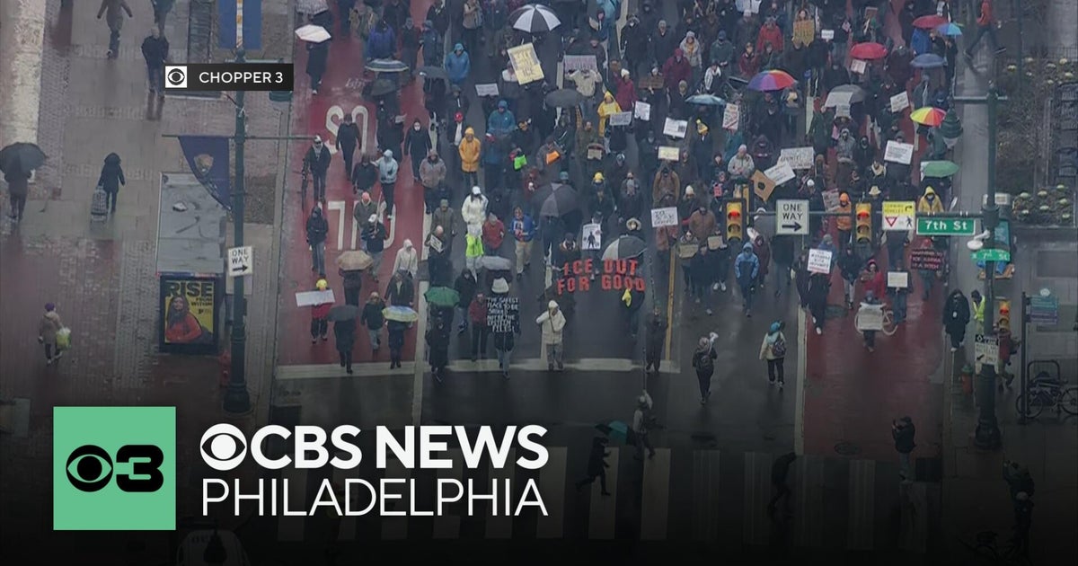 "ICE Out for Good" protesters march in Philadelphia after Minnesota shooting