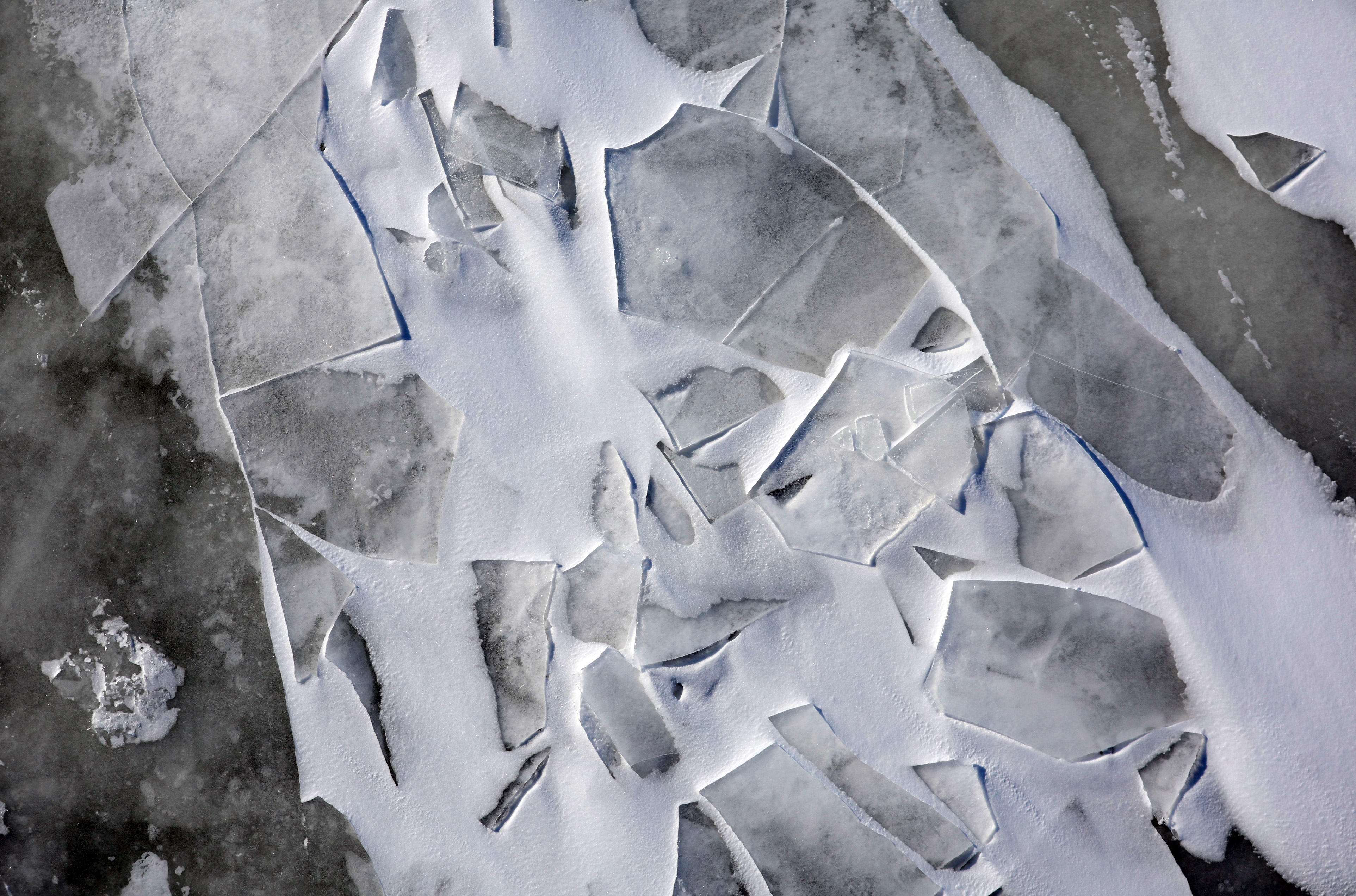Winter ice formations along the shore of Lake Erie