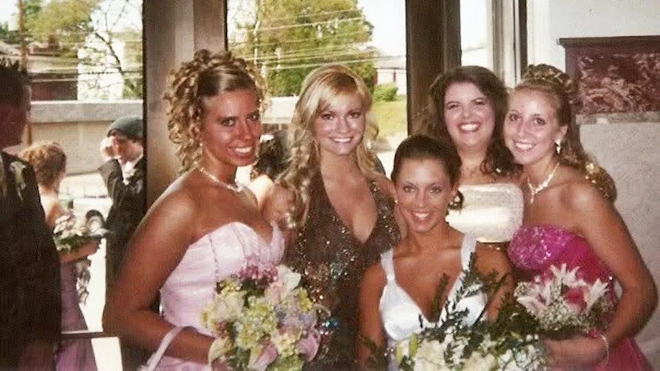 Caitlin O'Connor wearing a sparkling dress at prom.