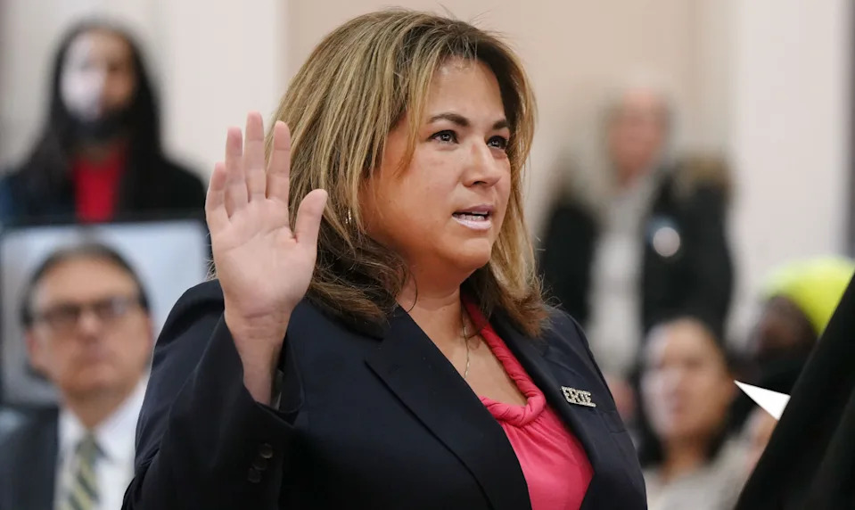 Christina Vogel is sworn in as Erie County executive during a swearing-in ceremony of judicial and Erie County elected officials at the Erie County Courthouse in Erie on Jan. 5, 2026.