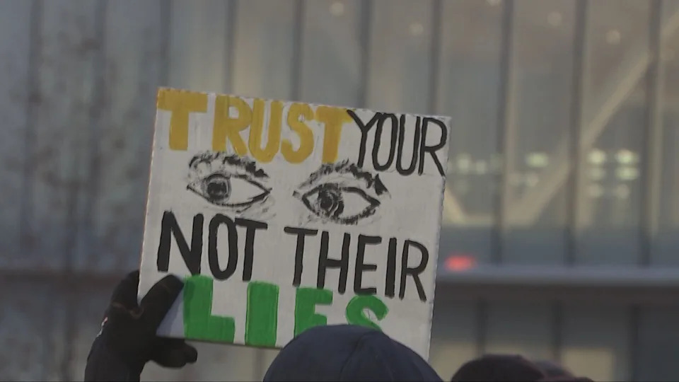 A crowd gathered in Pittsburgh to calling for an end to “immigration enforcement actions” across the country.