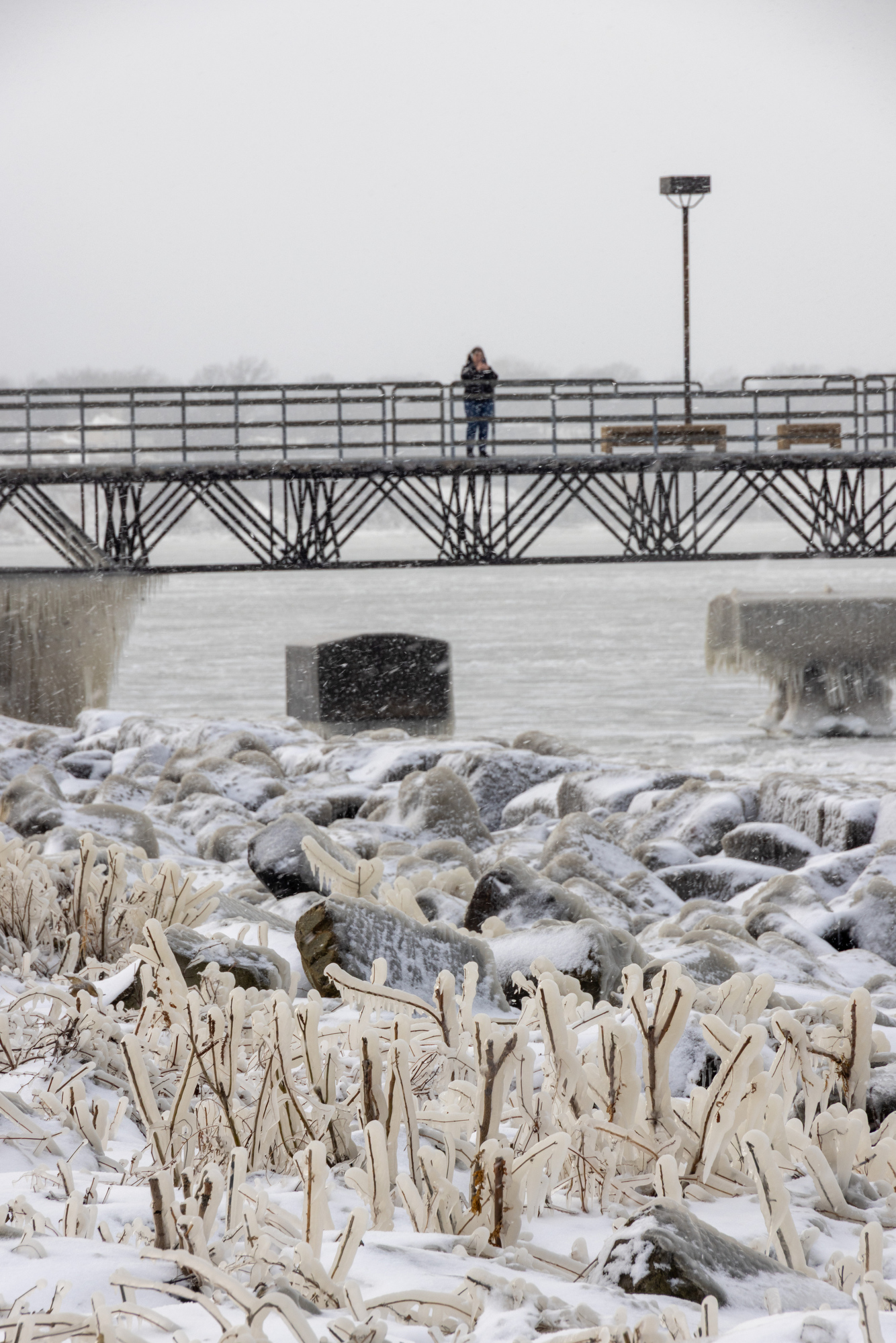 beautiful ice sculptures along the lake erie shoreline