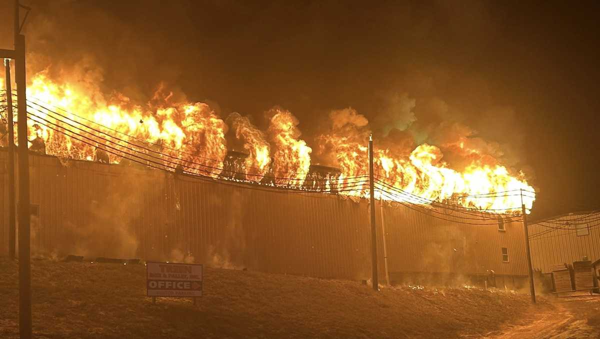 Firefighters return to 4-alarm blaze at Juniata County, Pa. pallet business