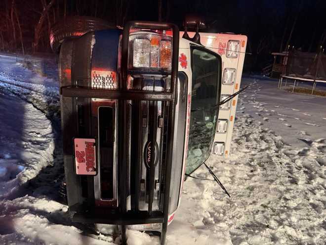Officials on scene after ambulance rollover Officials on scene after ambulance rollover