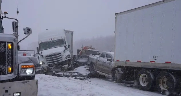 A pileup on I-90 in Pennsylvania Thursday. (Live Storms Media)