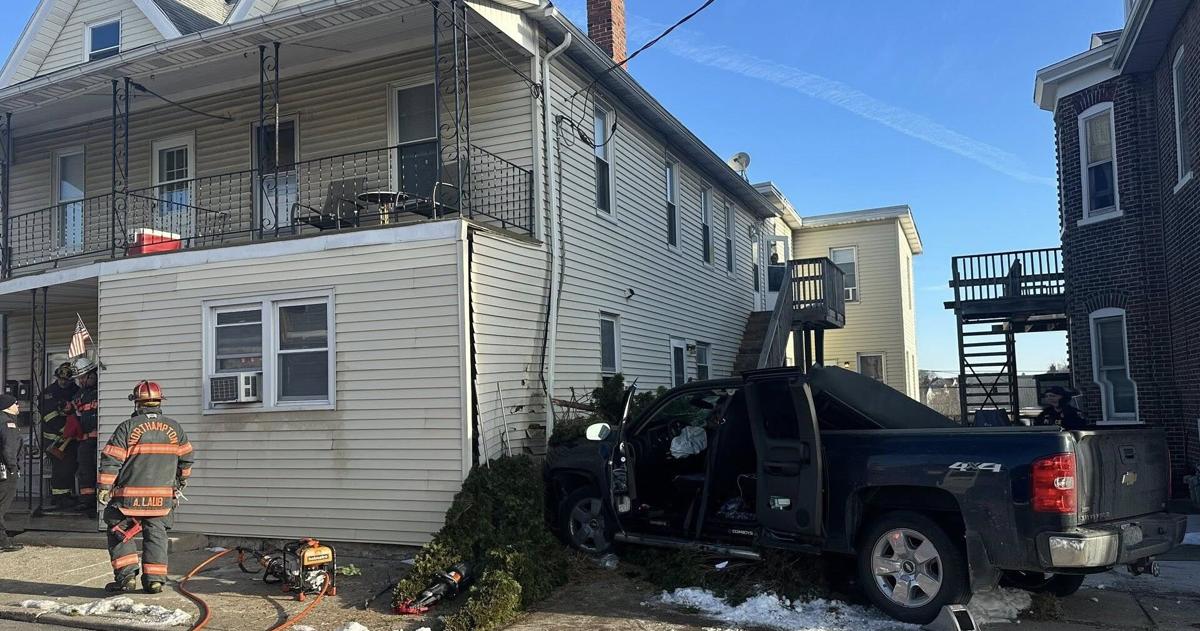 Pickup slams into Coplay building during apparent medical emergency | Lehigh Valley Regional News