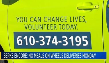 Berks Encore says no Meals on Wheels deliveries Monday due to storm | Berks Regional News