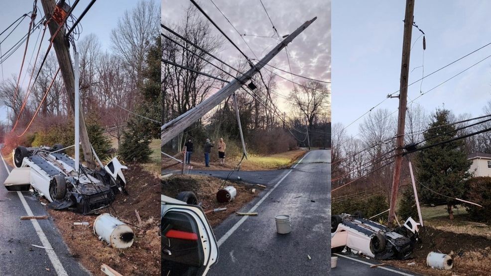 Car flips upside down and crashes into utility pole in Berks County (Blandon Fire Department)