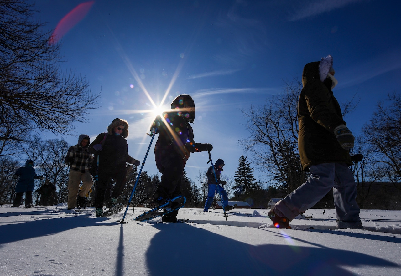 Taking in the winter scenery with snowshoes