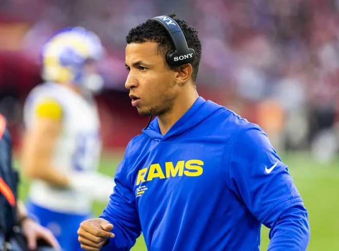 Browns HC candidate Nate Scheelhaase. Mandatory Credit: Mark J. Rebilas-Imagn Images