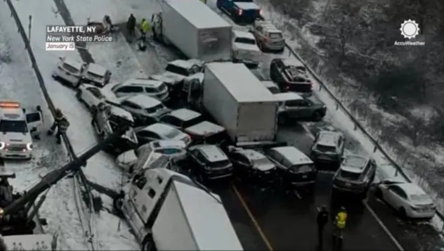 A pileup on I-81 in New York Thursday. (NY State Police)