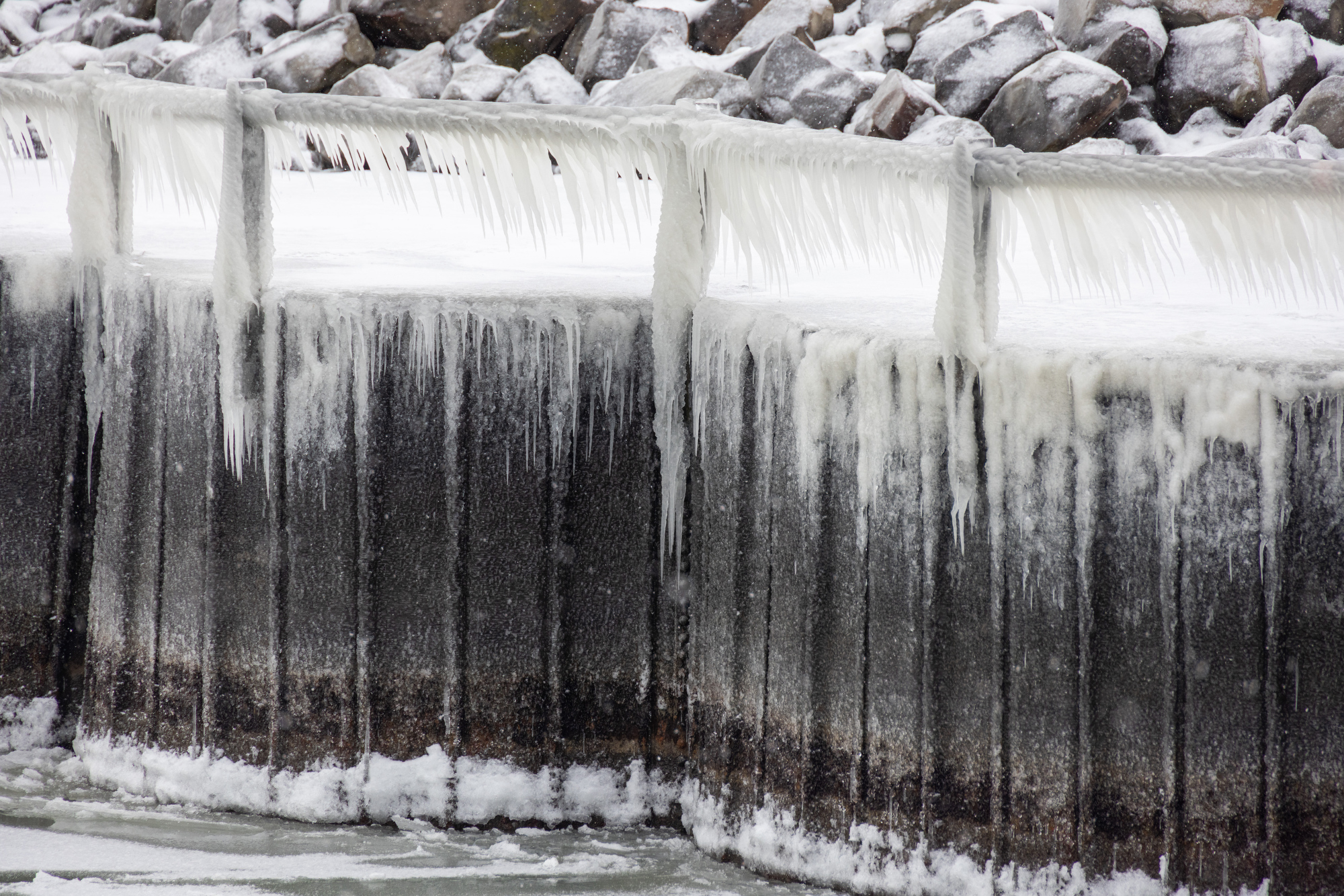 beautiful ice sculptures along the lake erie shoreline