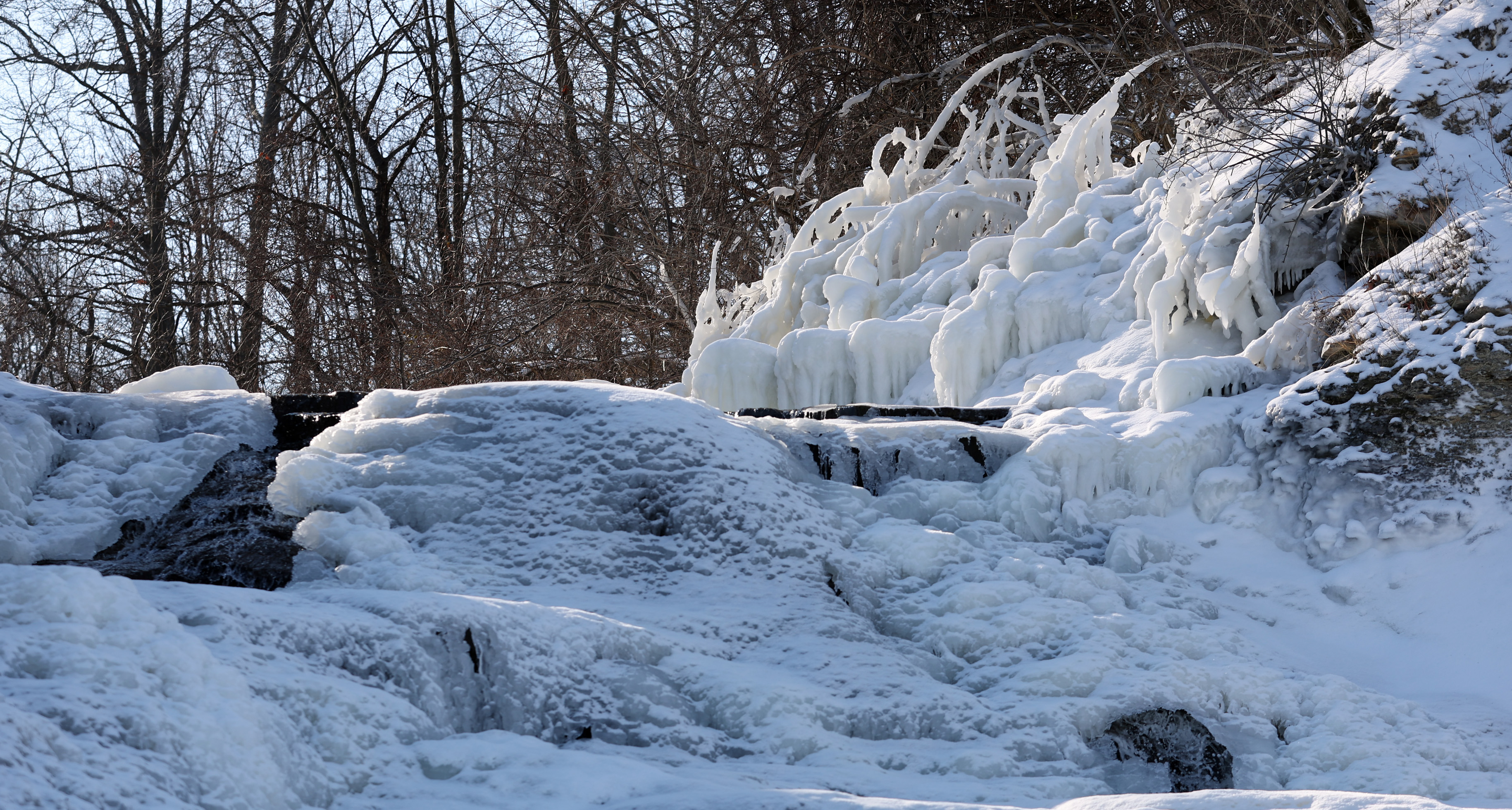 Winter ice formations along the shore of Lake Erie