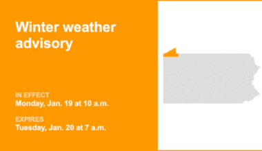 Update: Winter weather advisory affecting Northern Erie and Southern Erie until Tuesday morning