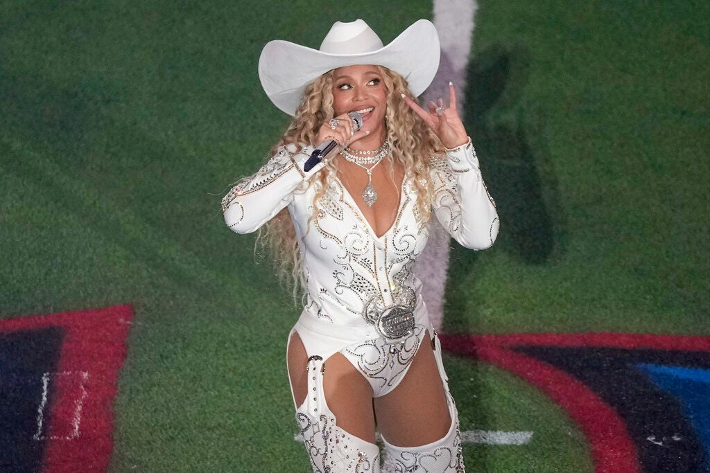 Beyoncé performs during halftime of an NFL football game