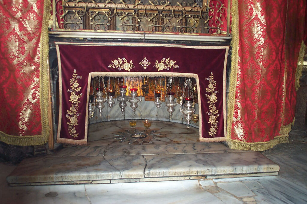 The Altar of the Nativity, beneath which is the star marking the spot where tradition says Jesus was born. Credit: Public Domain -Wikipedia Commons