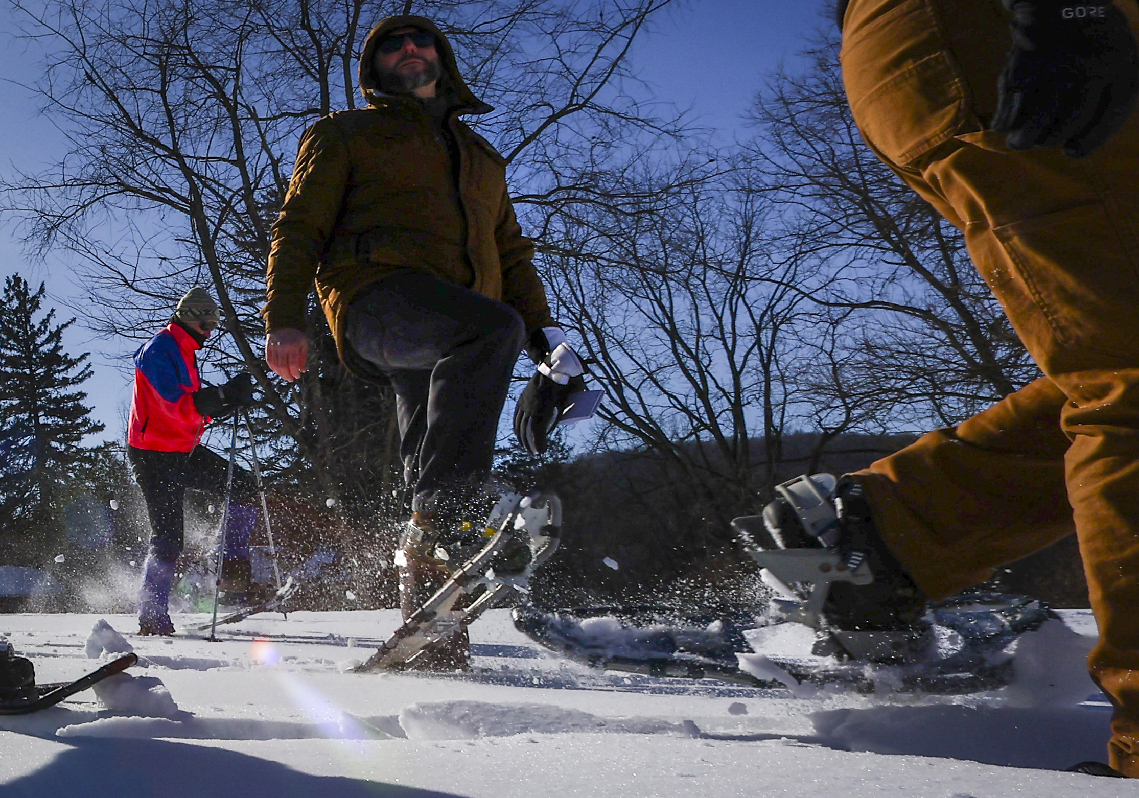 Lehighvalleylive.com reporter Kurt Bresswein snowshoes through Janet Johnston Housenick and William D. Housenick Memorial Park and Archibald Johnston Conservation Area in Bethlehem Township, as he joins the Wildlands Conservancy in a Winter Wildlife on an excursion Wednesday, Jan. 28, 2026, 