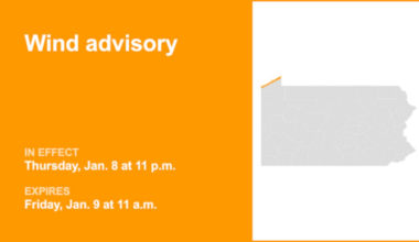 Wind advisory affecting Northern Erie until Friday midday – gusts as high as 50 mph