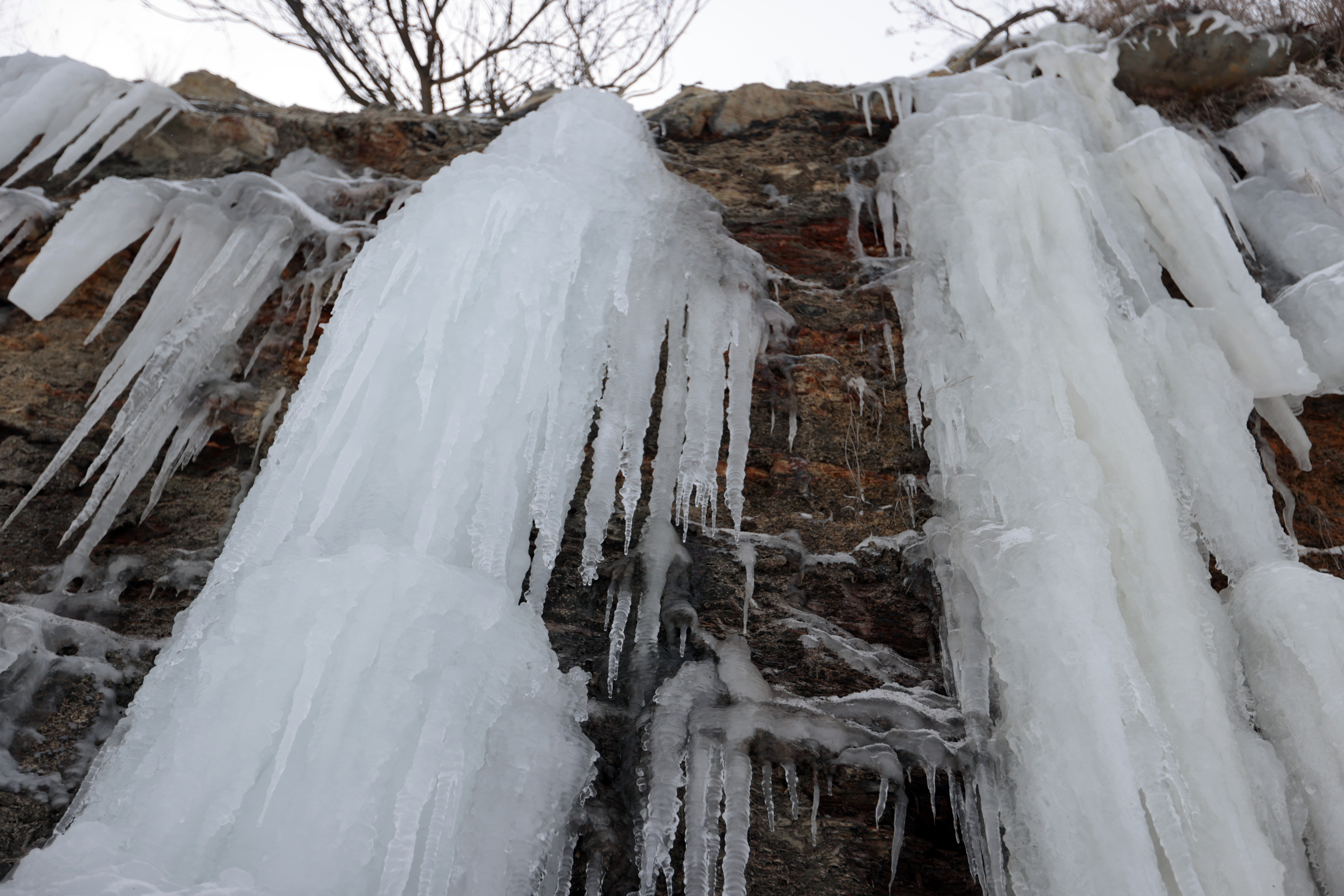 Winter ice formations along the shore of Lake Erie