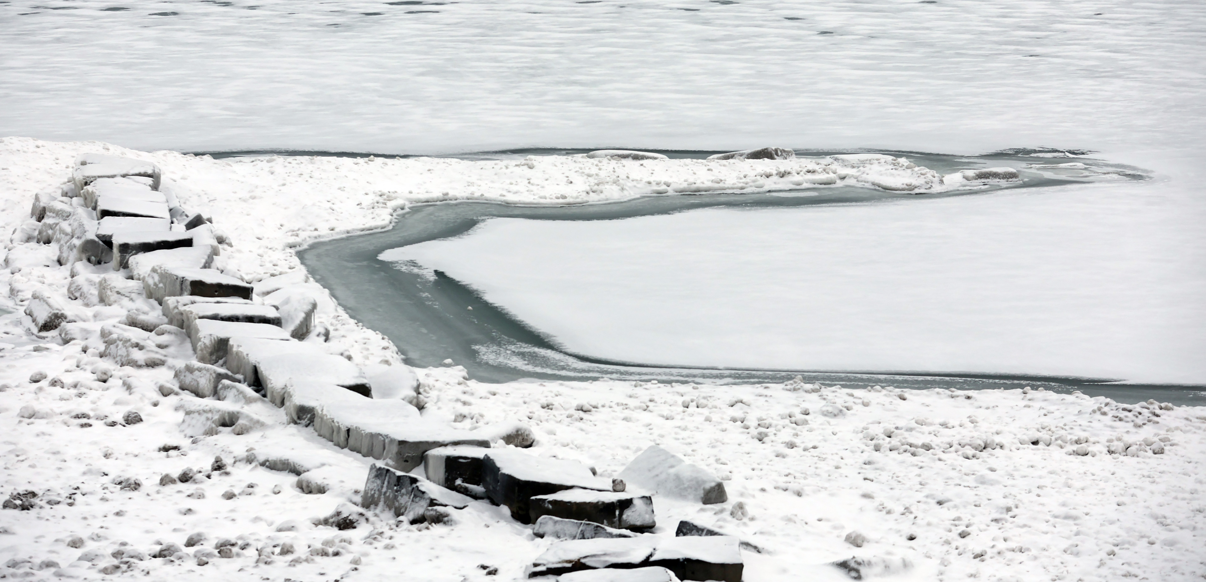 Winter ice formations along the shore of Lake Erie