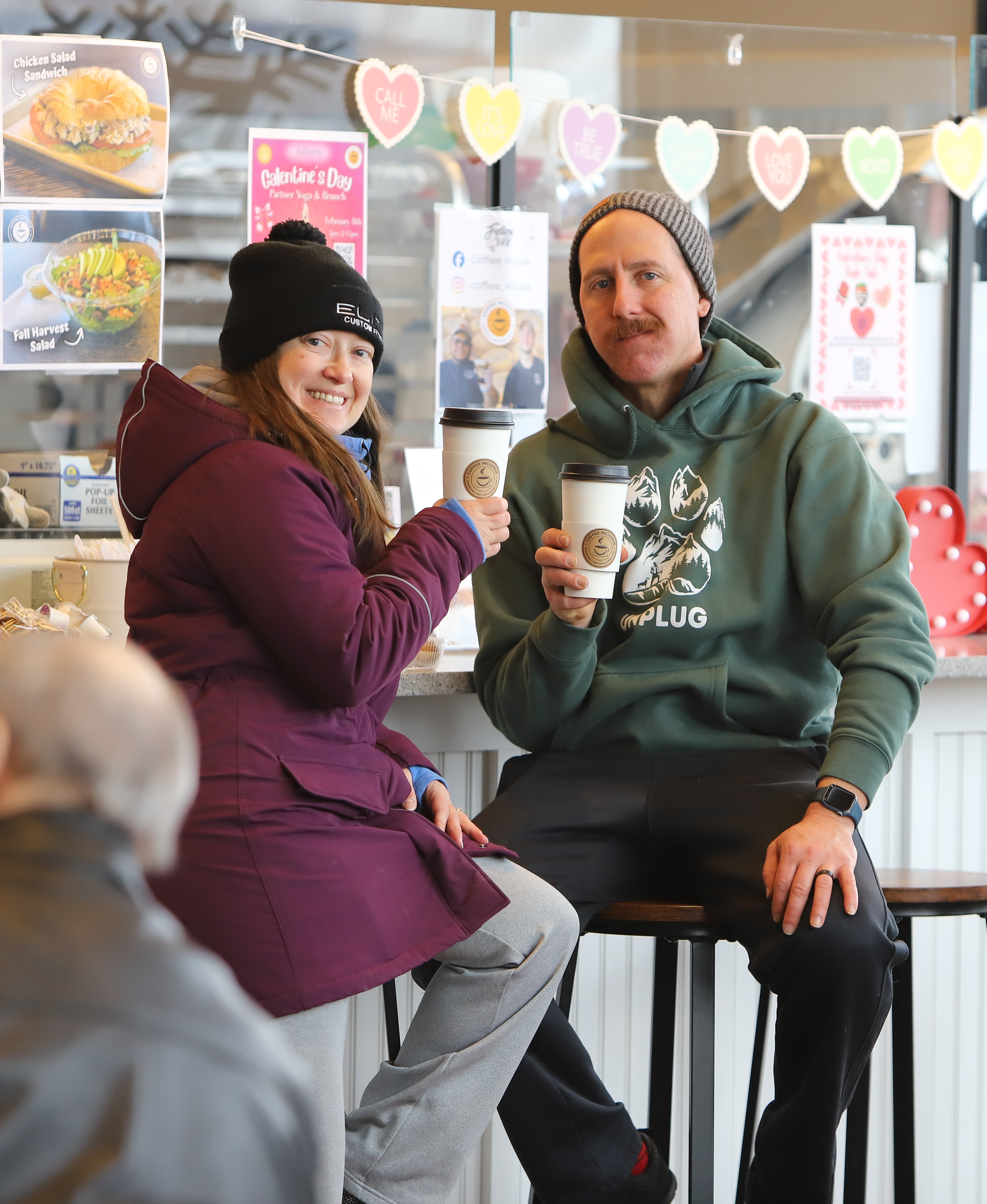 April and Dennis Wildes, of Wilkes-Barre Township, enjoy coffee during...